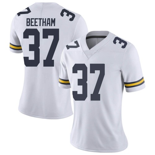 Josh Beetham Michigan Wolverines Women's NCAA #37 White Limited Brand Jordan College Stitched Football Jersey EUW3454XZ